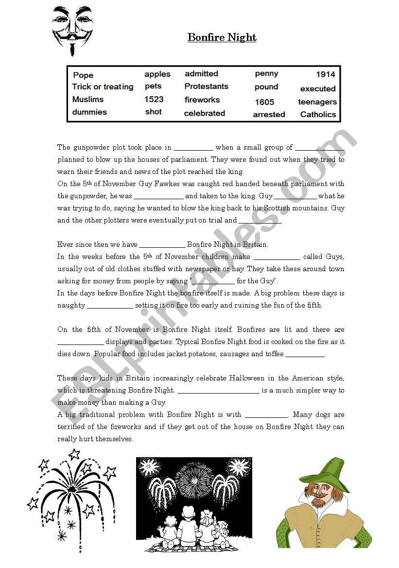 bonfire night worksheet worksheet