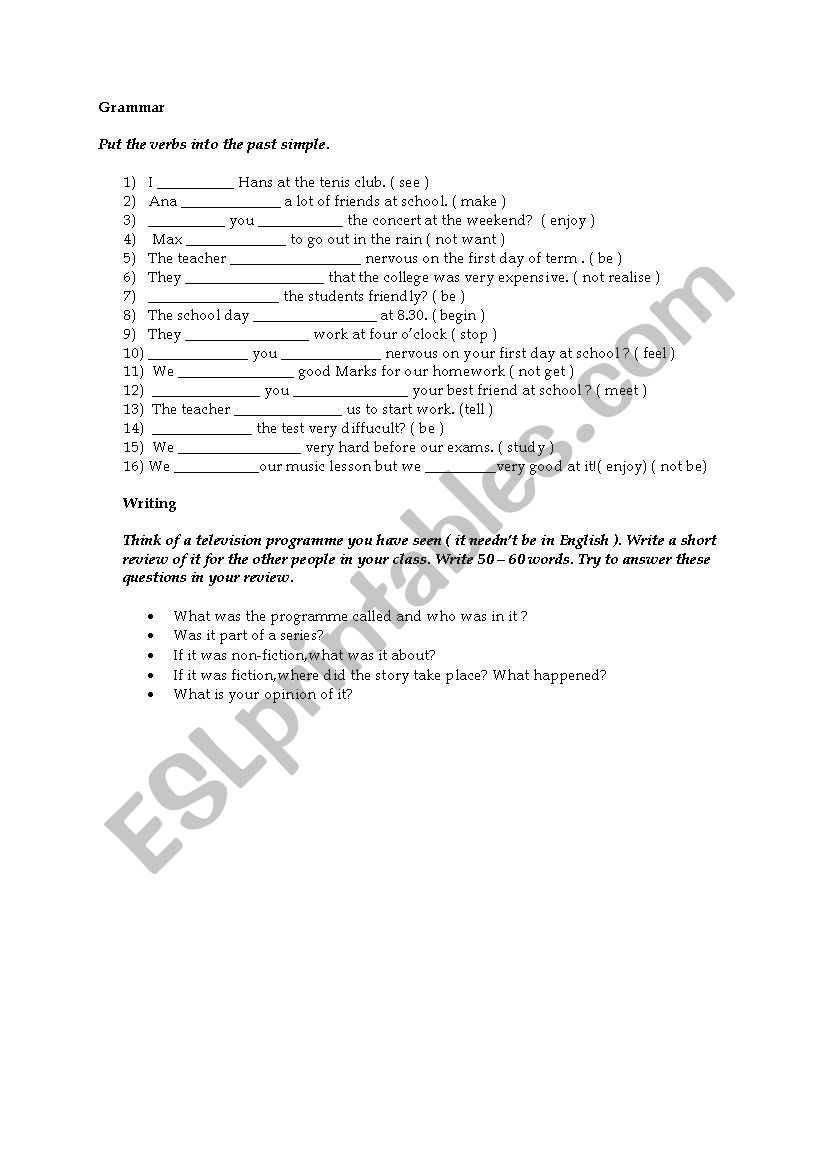 Simple Past Tense worksheet