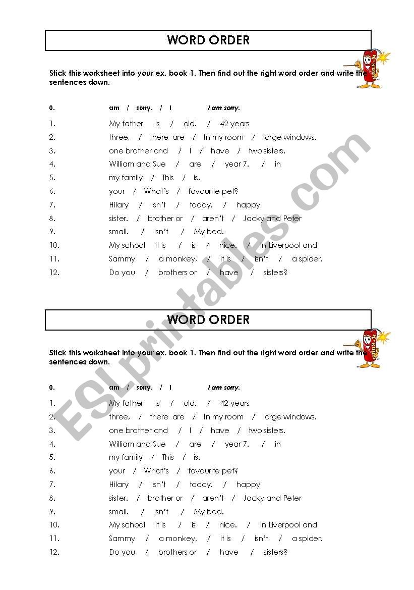 Word order - ESL worksheet by daniiik