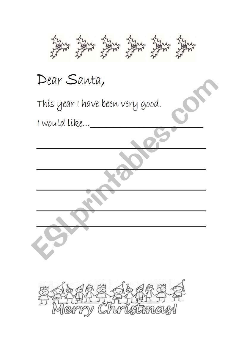 letter for Sta. Claus worksheet