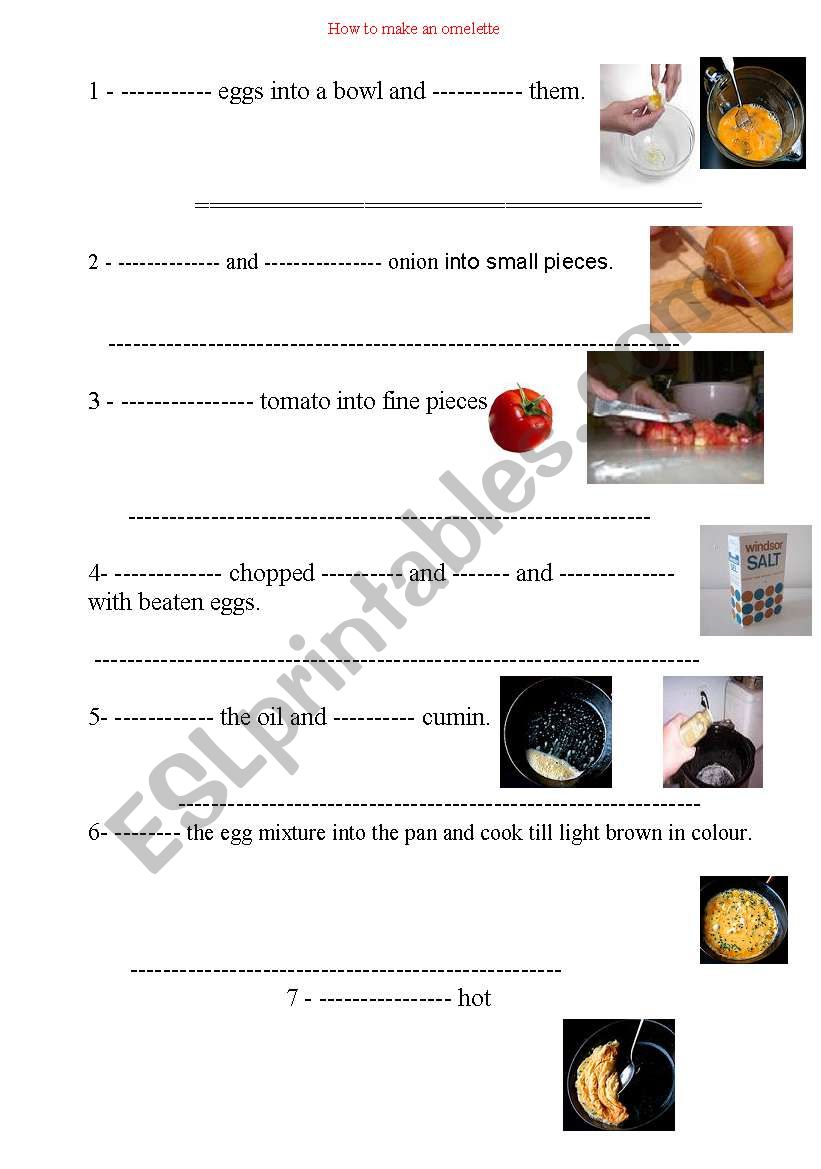 how to make omelette worksheet