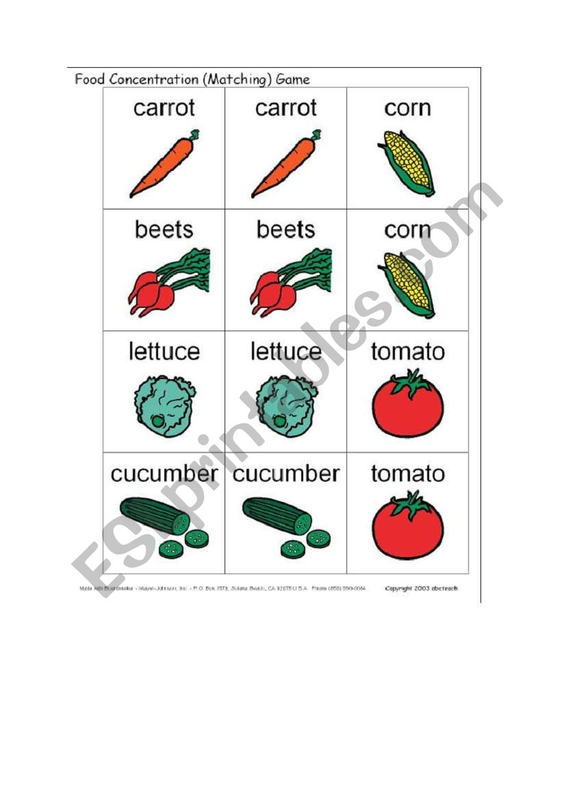 food-match worksheet