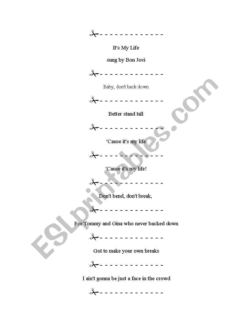 Bon Jovi Exercise worksheet