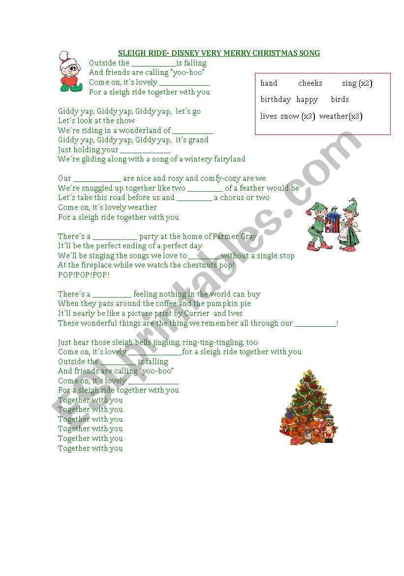 disneys sleigh ride worksheet