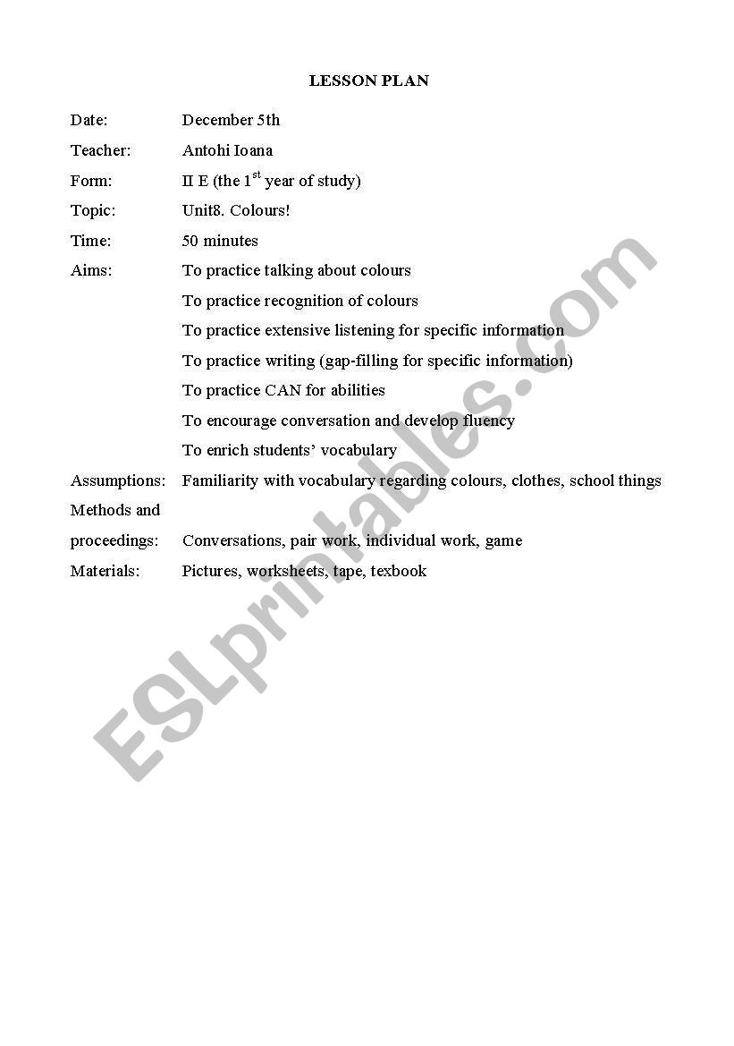 lesson plan worksheet