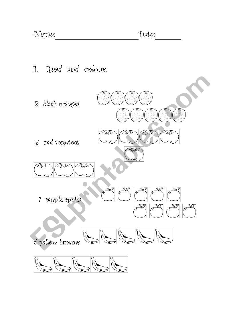 food worksheet