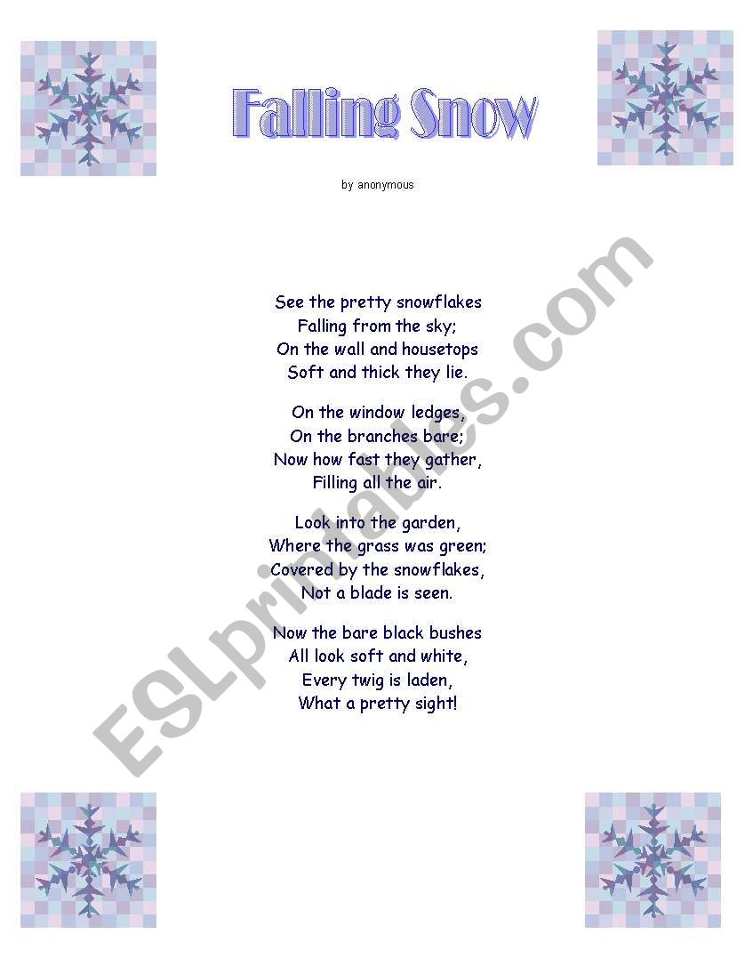 Falling Snow worksheet