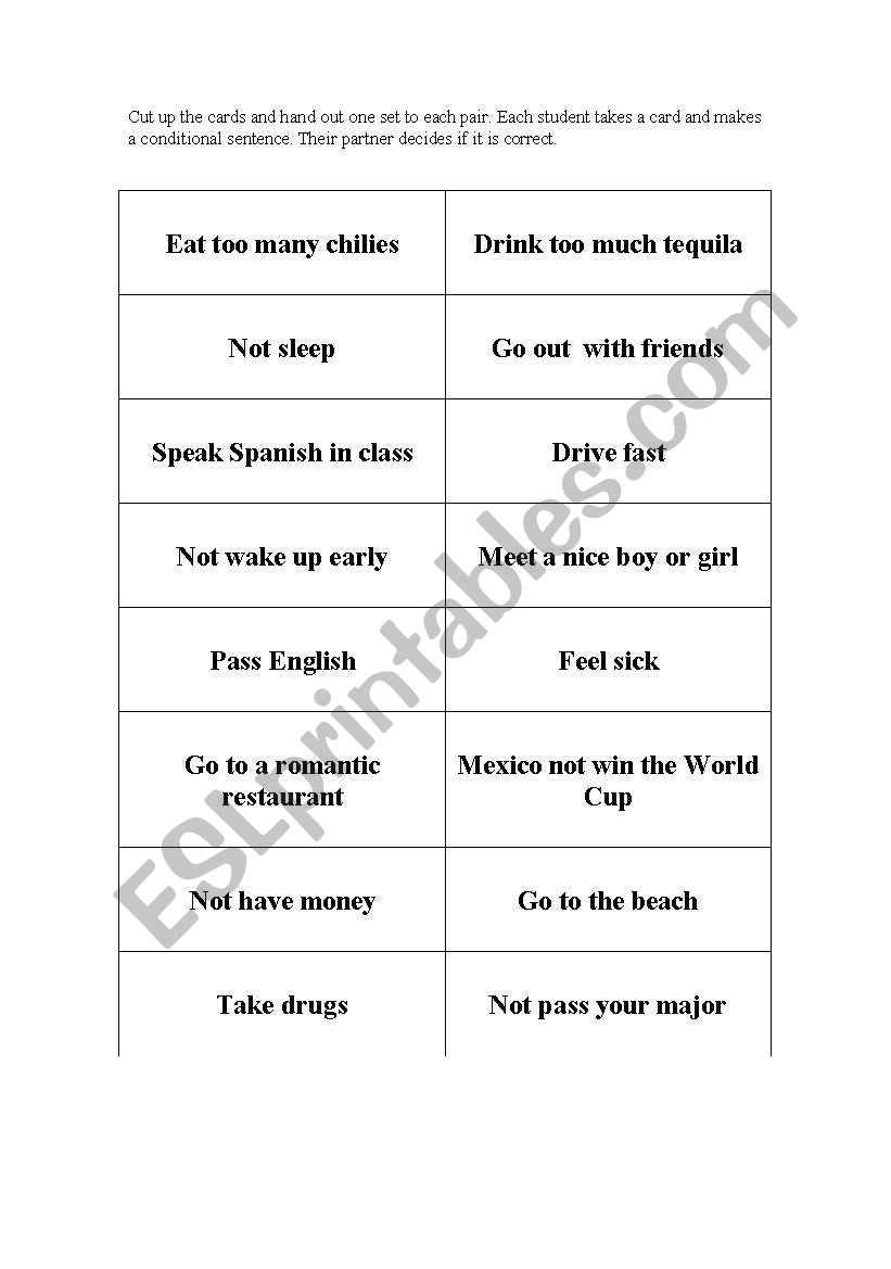 Real Conditional Sentences worksheet