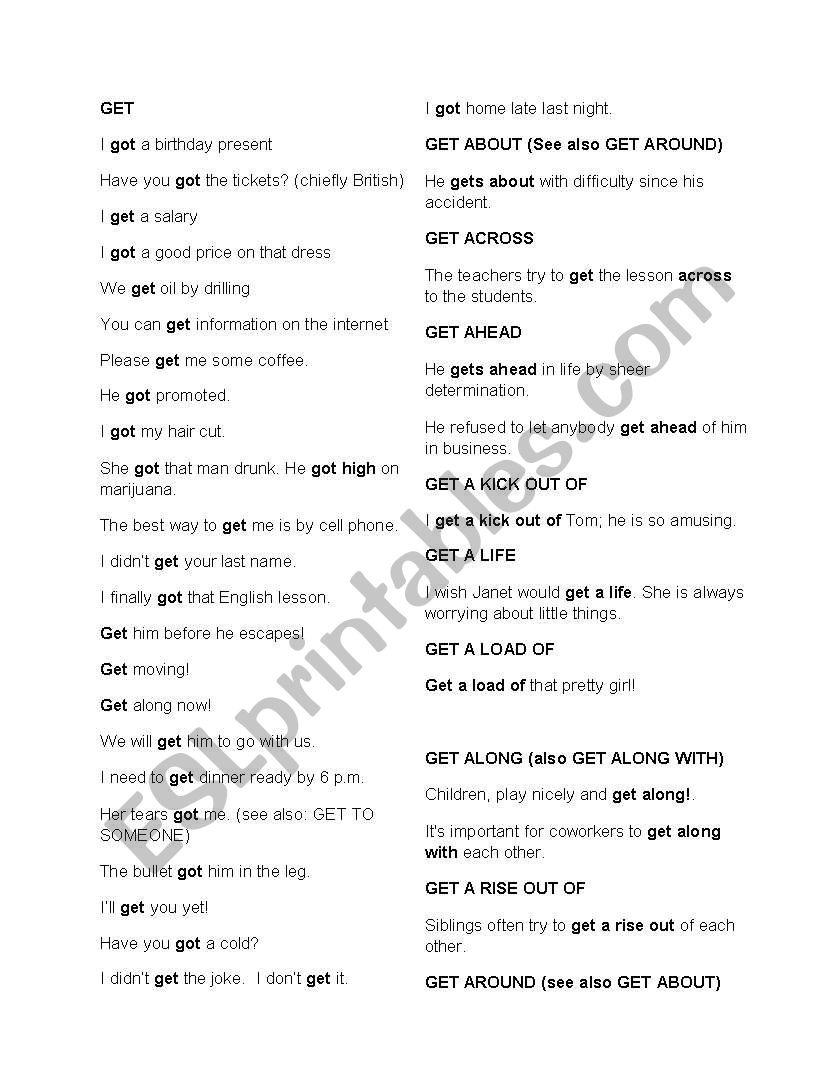 English expressions using the word GET