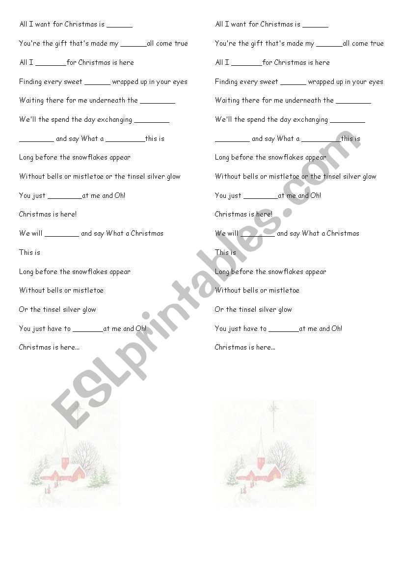 christmas love song activity worksheet