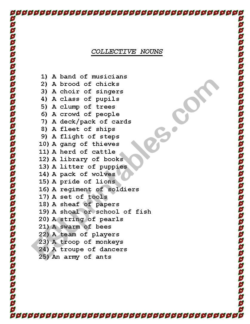 collective noun worksheet