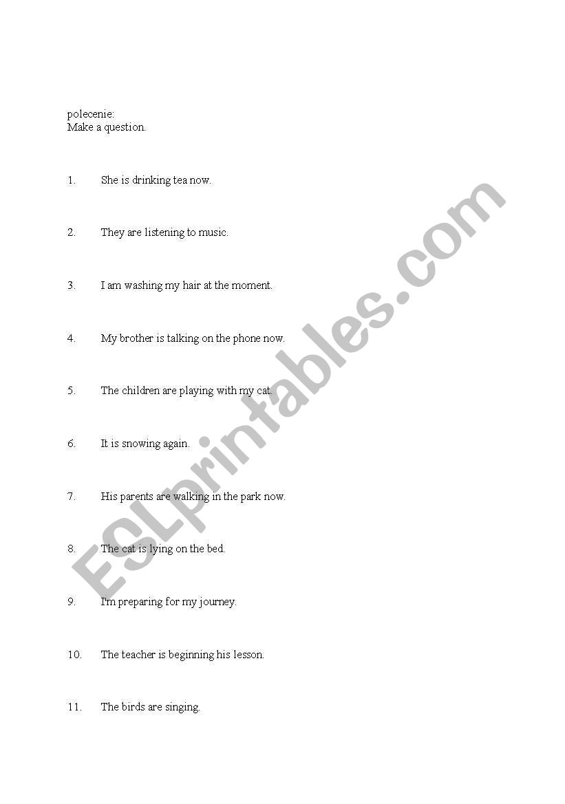 Present Continuous worksheet