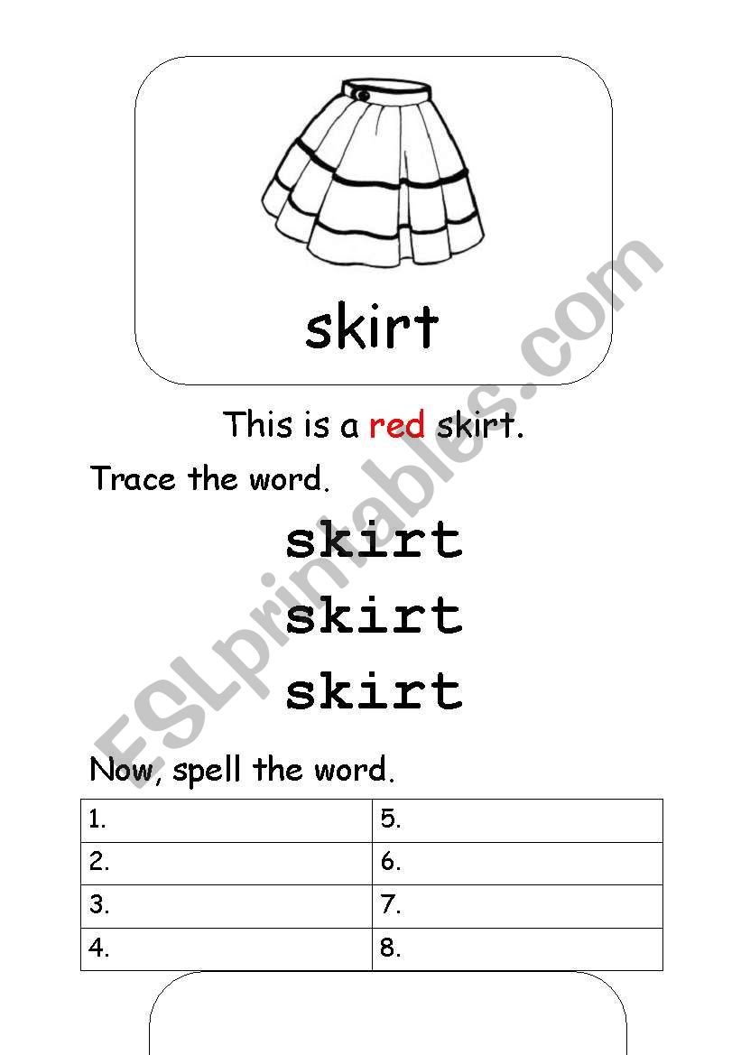 Trace and Spell worksheet