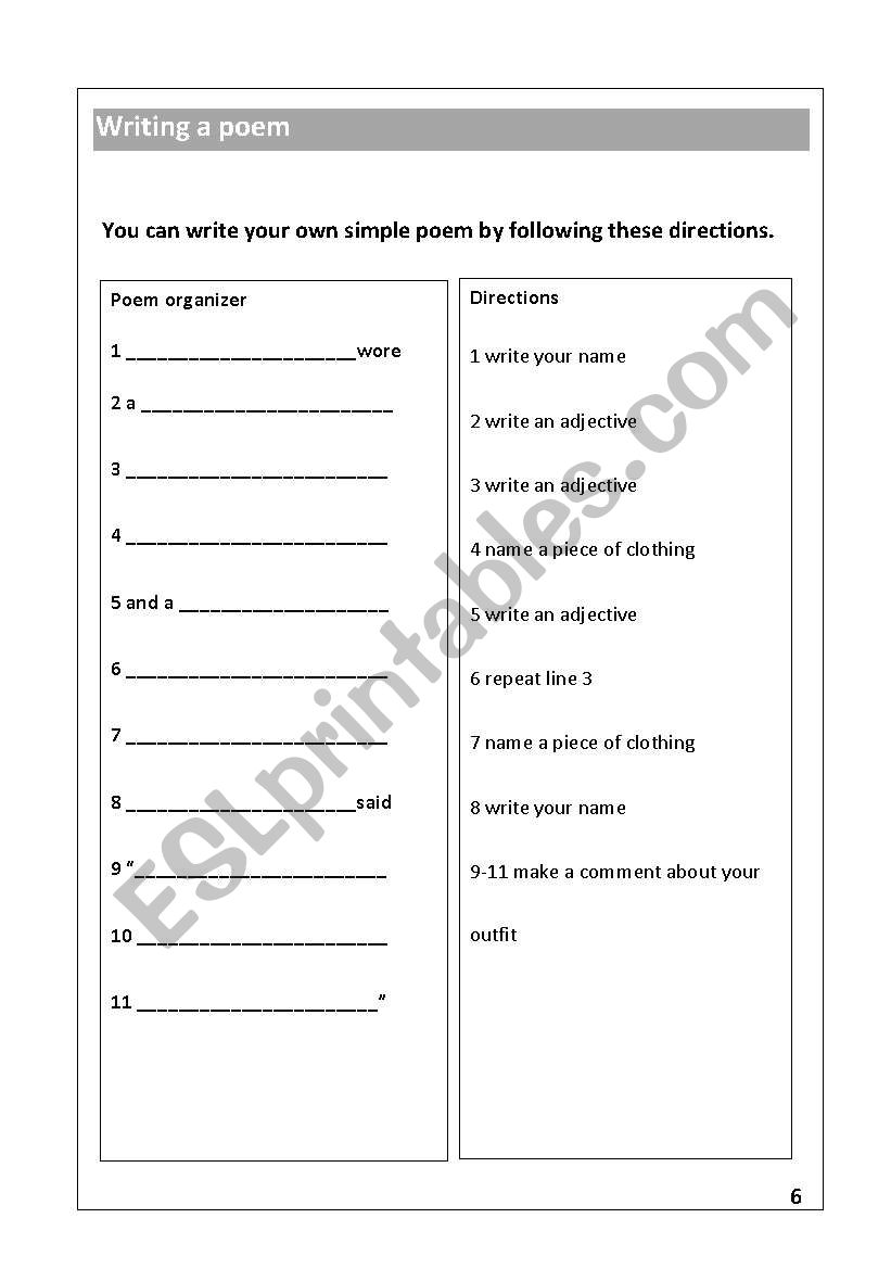 writing a poem worksheet