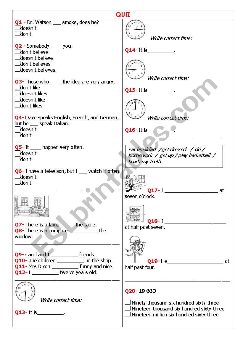 Quiz for beginners worksheet