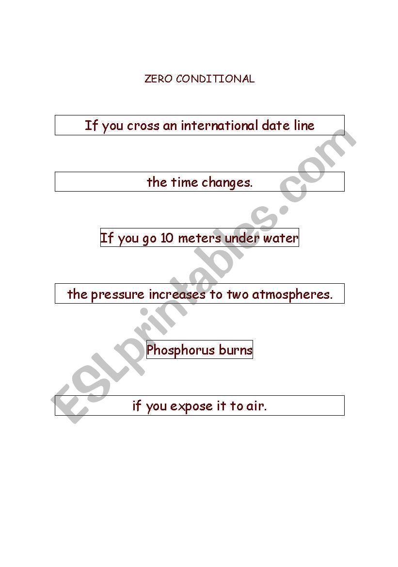 ZERO and 1ST CONDITIONAL worksheet