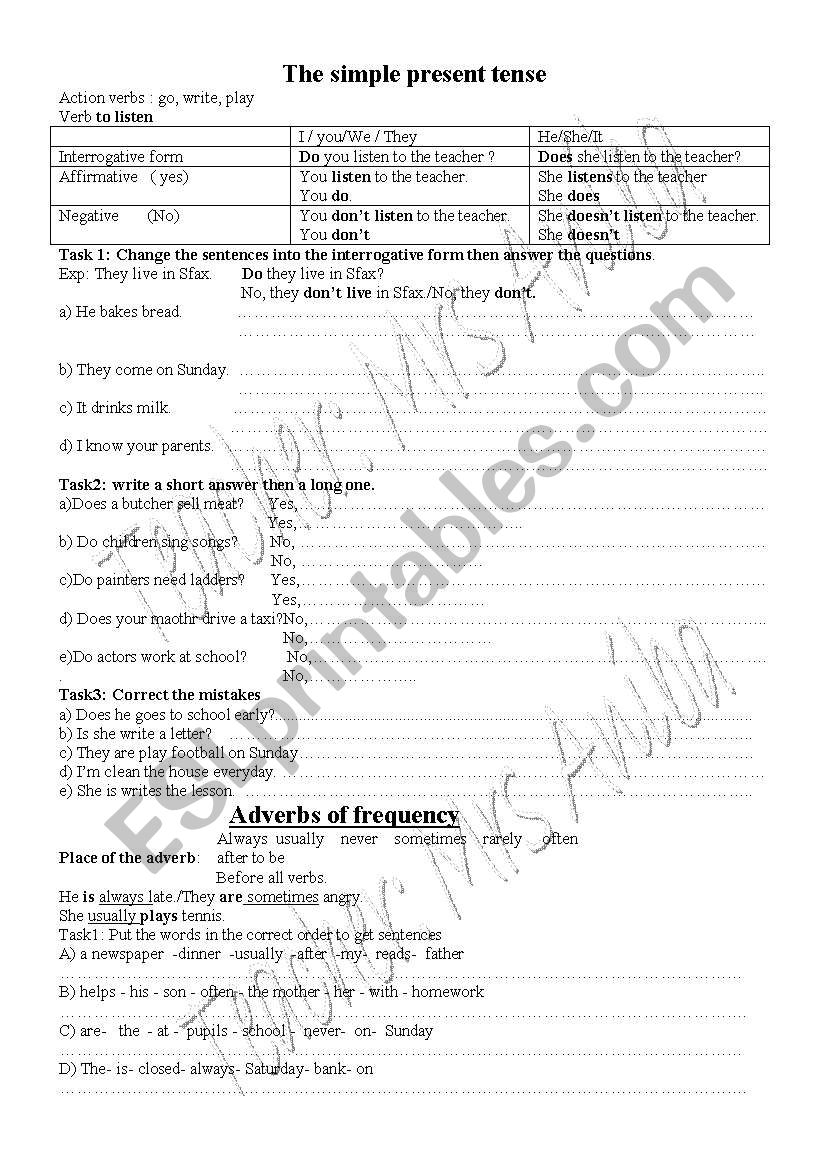  simple present tense worksheet