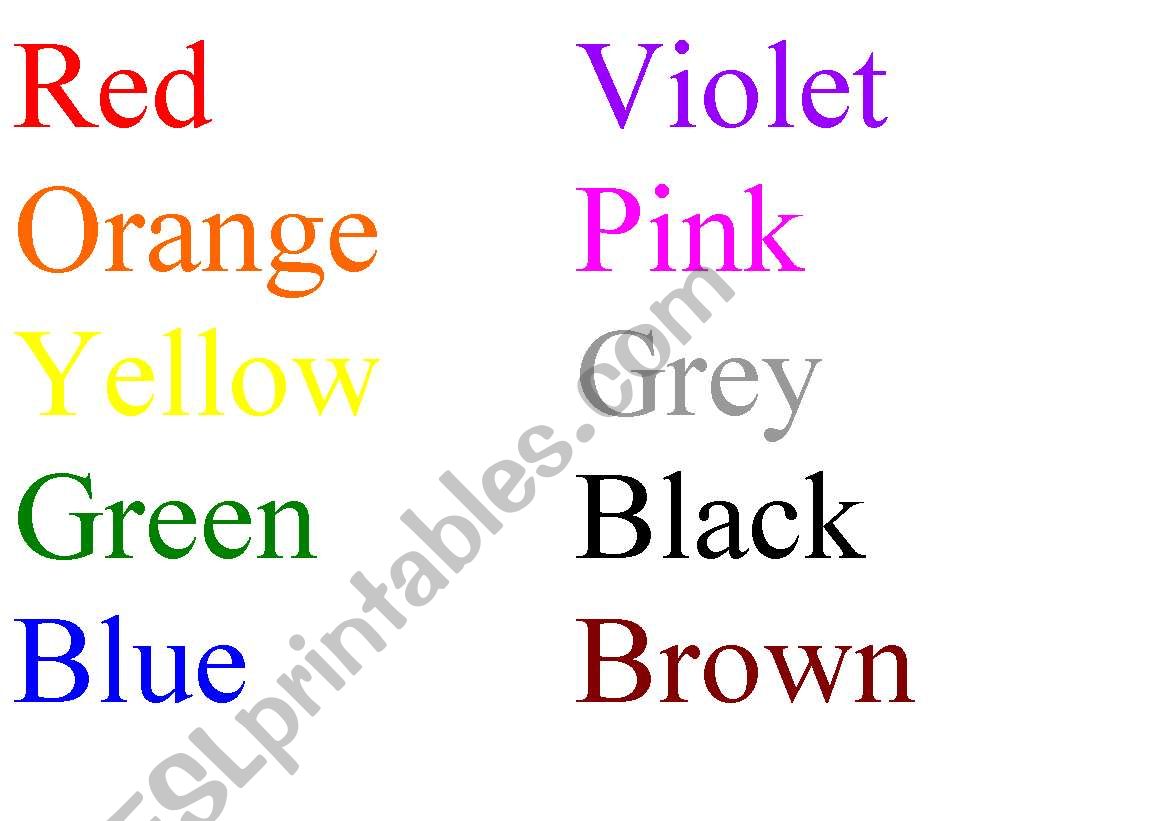 COLOURS worksheet