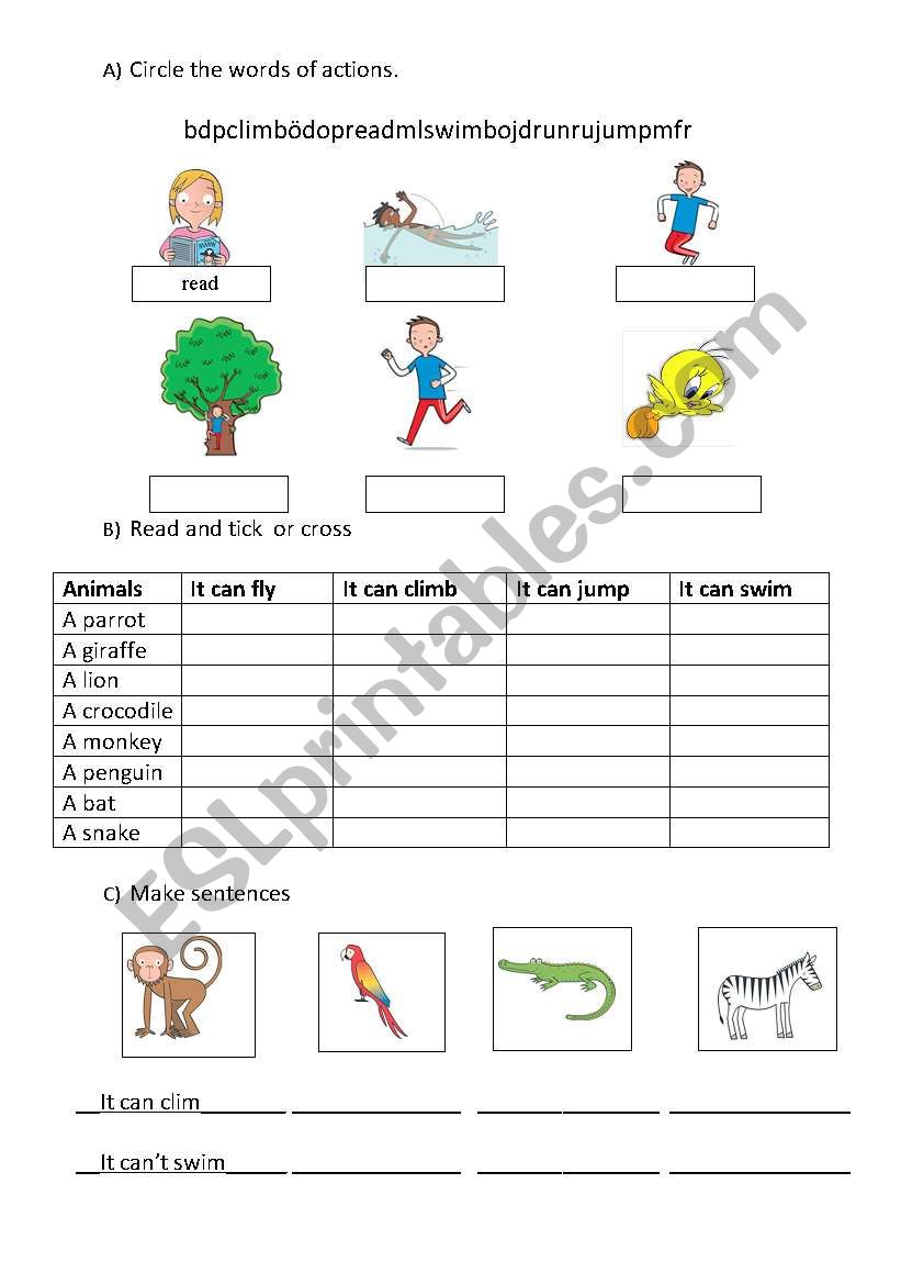 action-verbs-animals-can-can-t-esl-worksheet-by-snowflake20