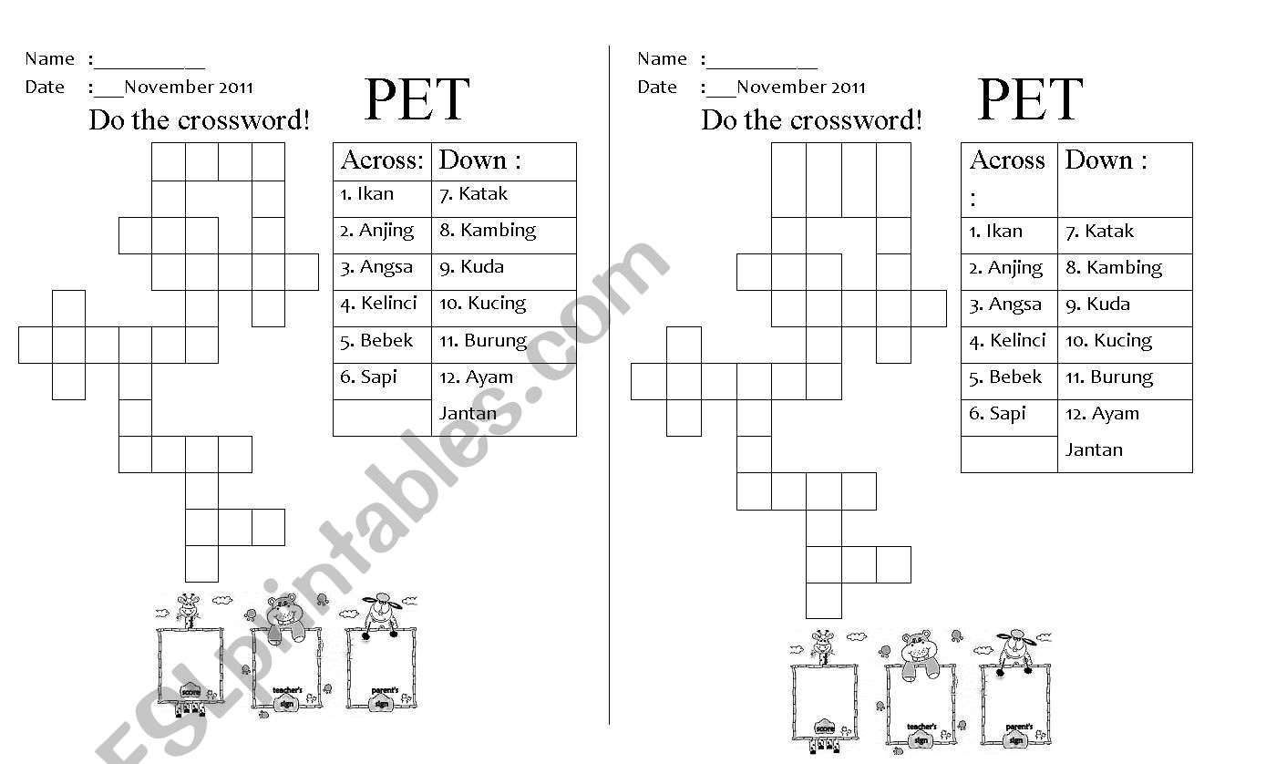 pets worksheet