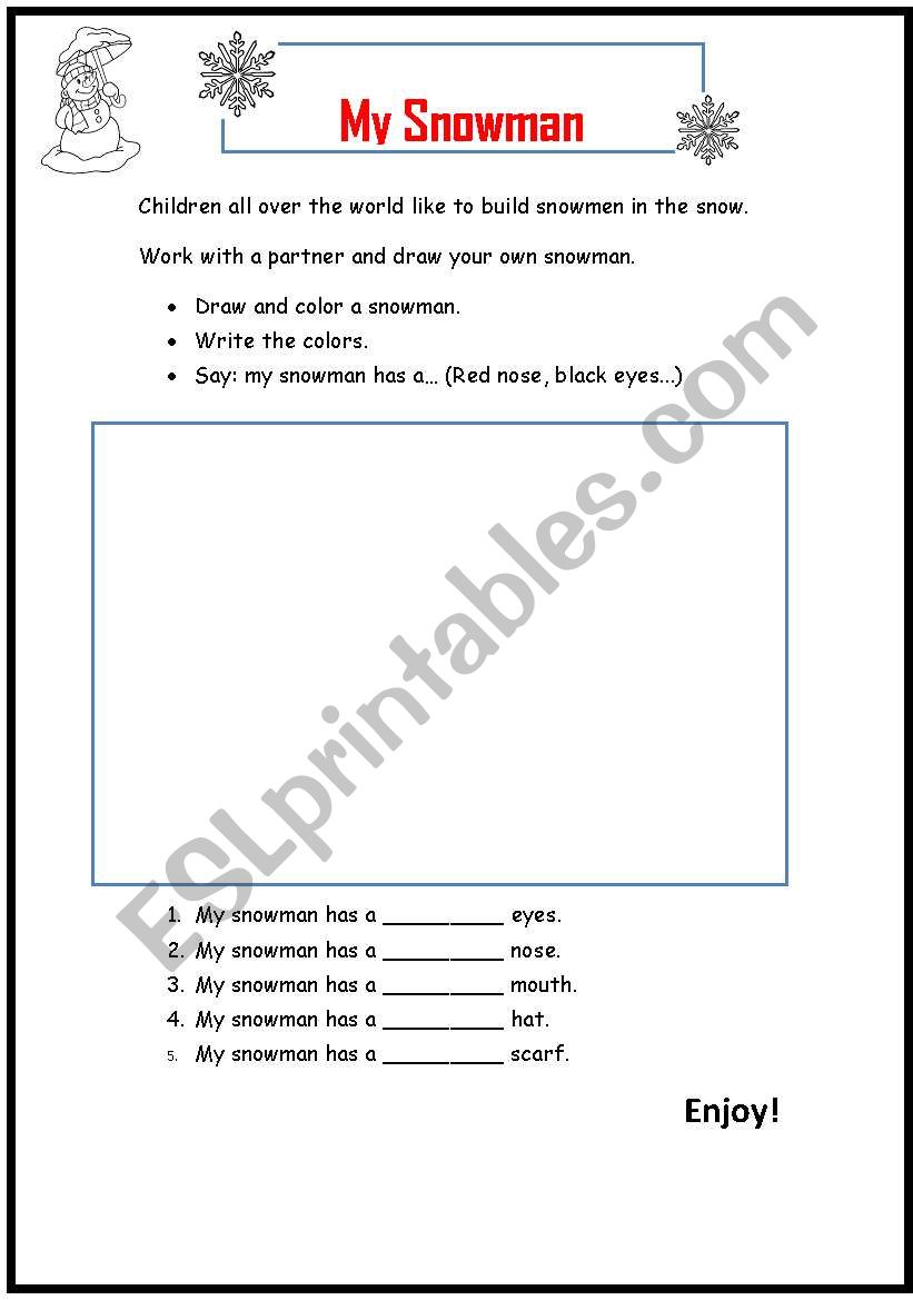 my snowman worksheet