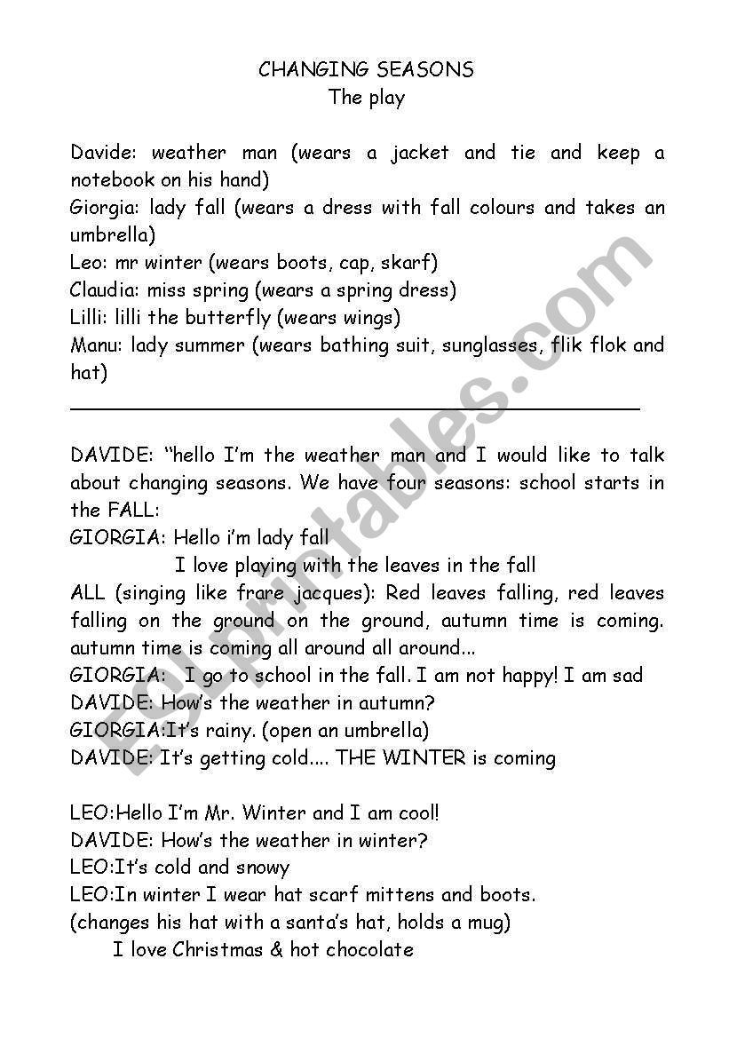 changing seasons worksheet