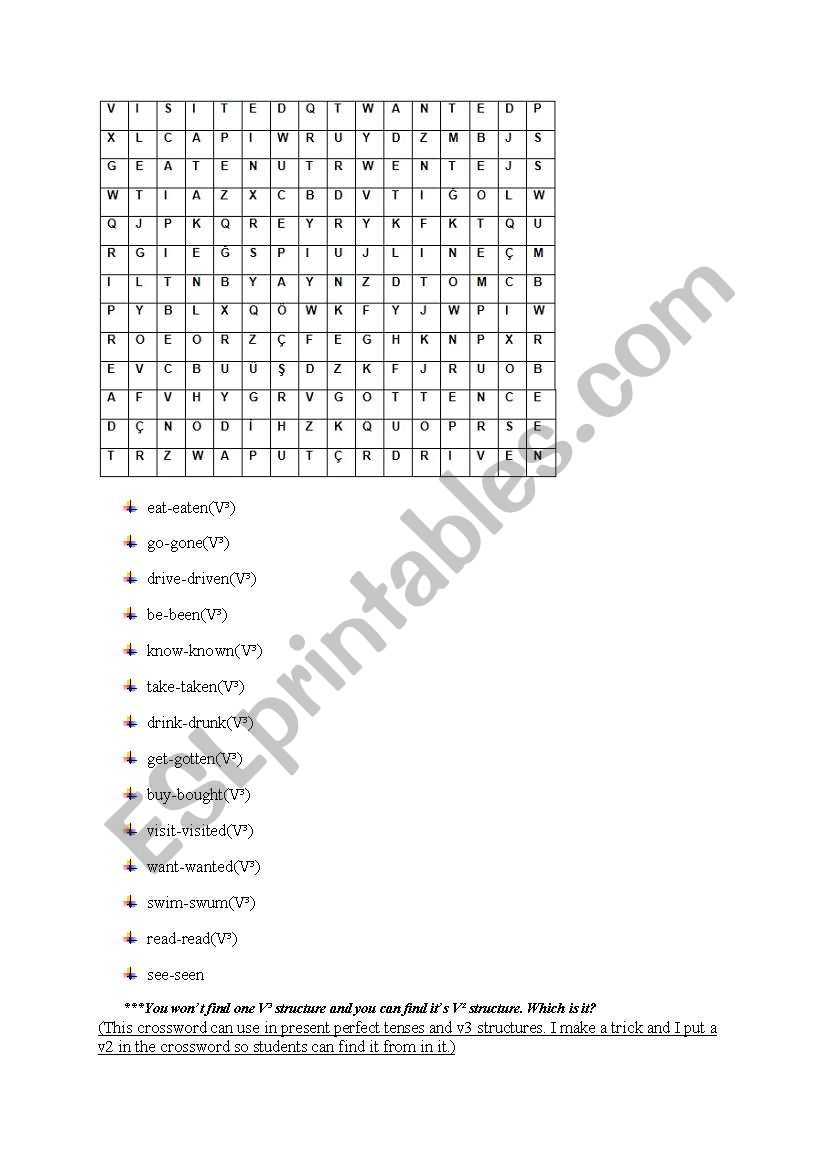 crossword worksheet