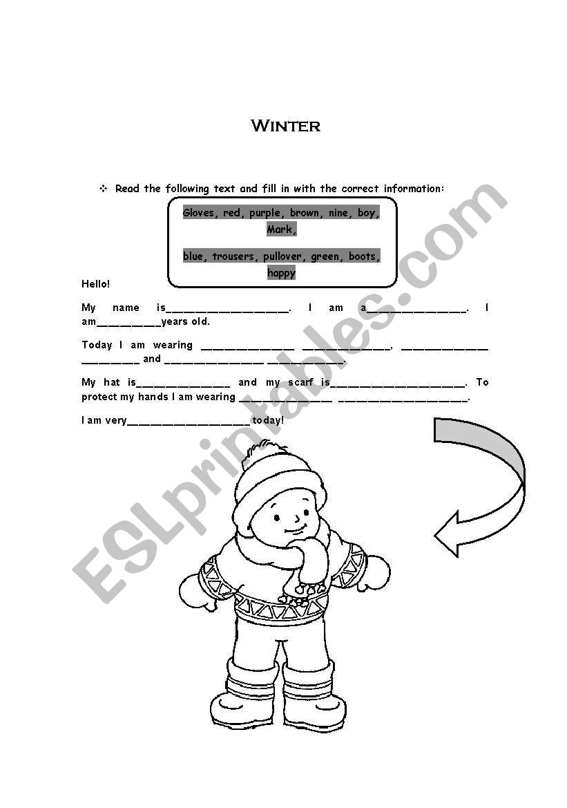 winter time worksheet