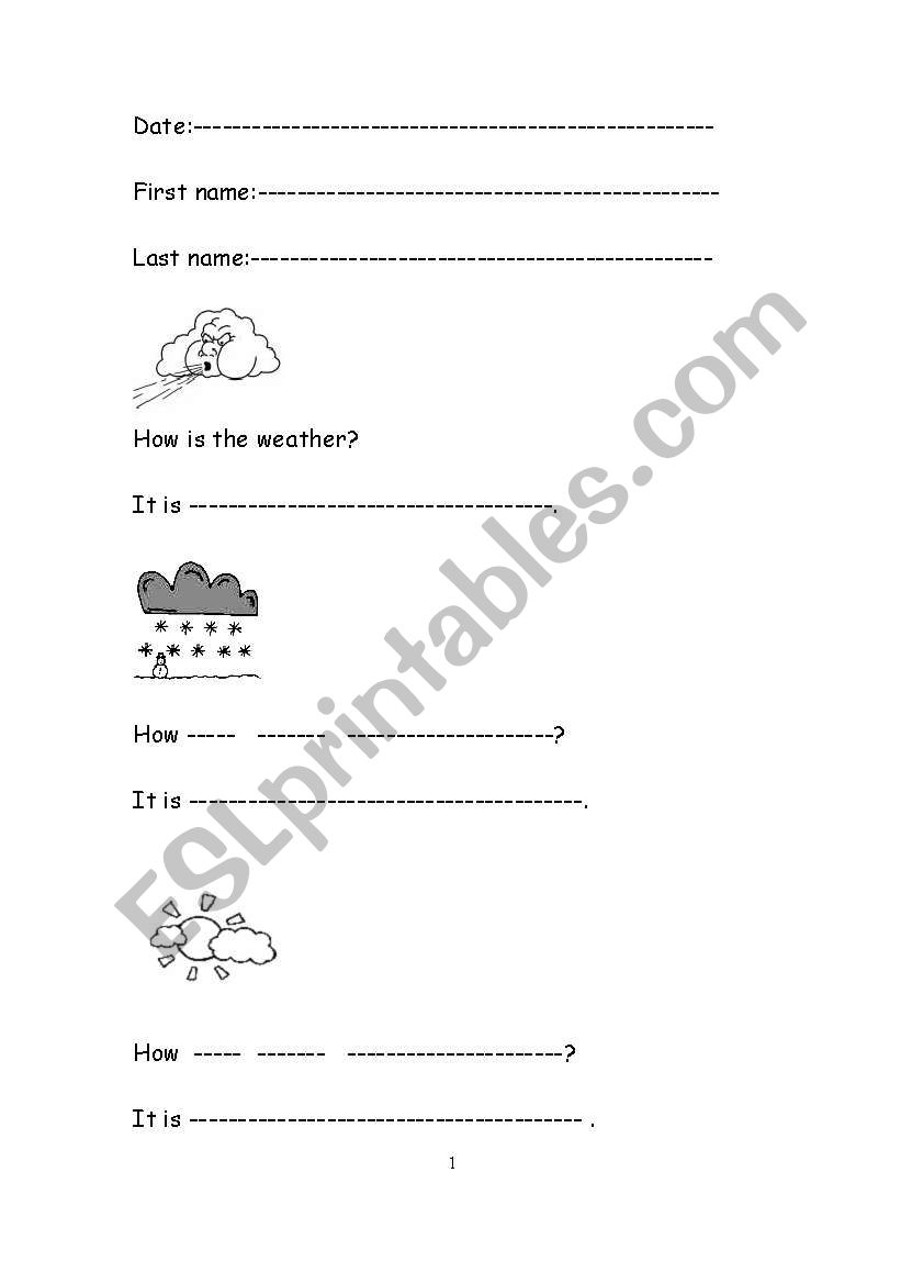 Weather worksheet