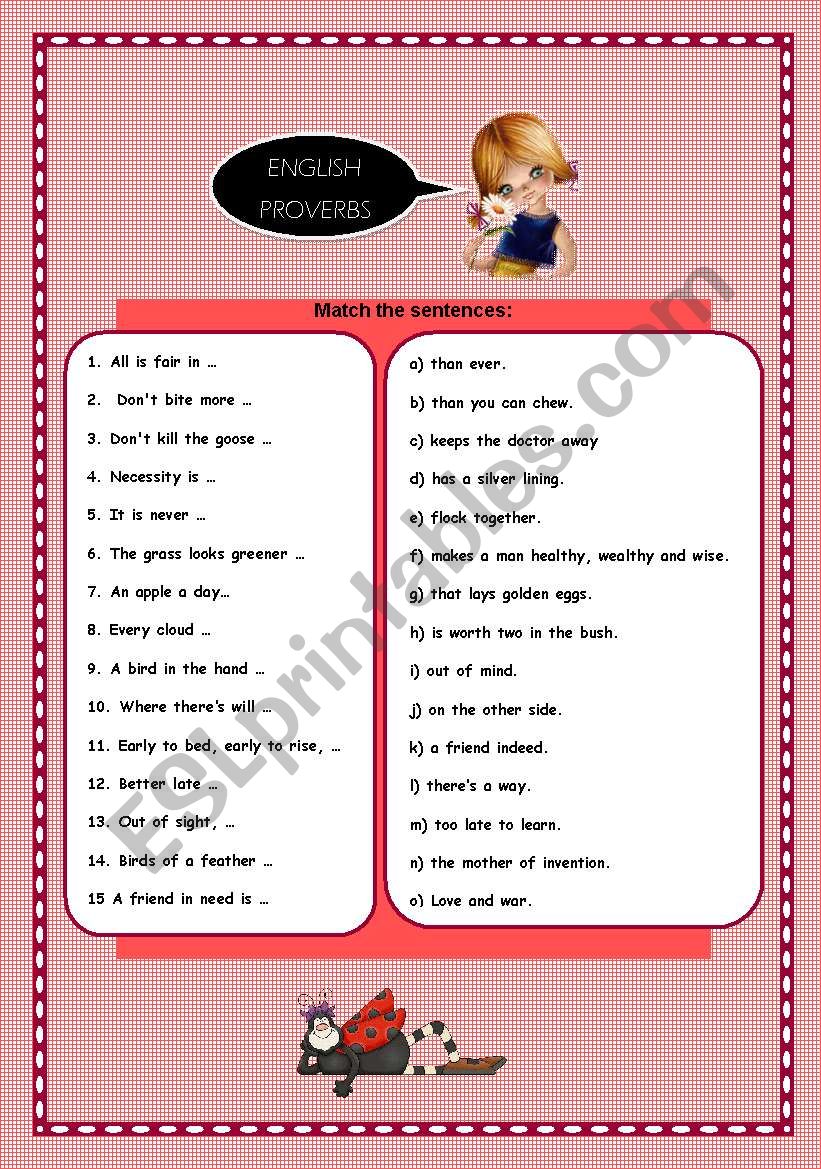 proverbs worksheet