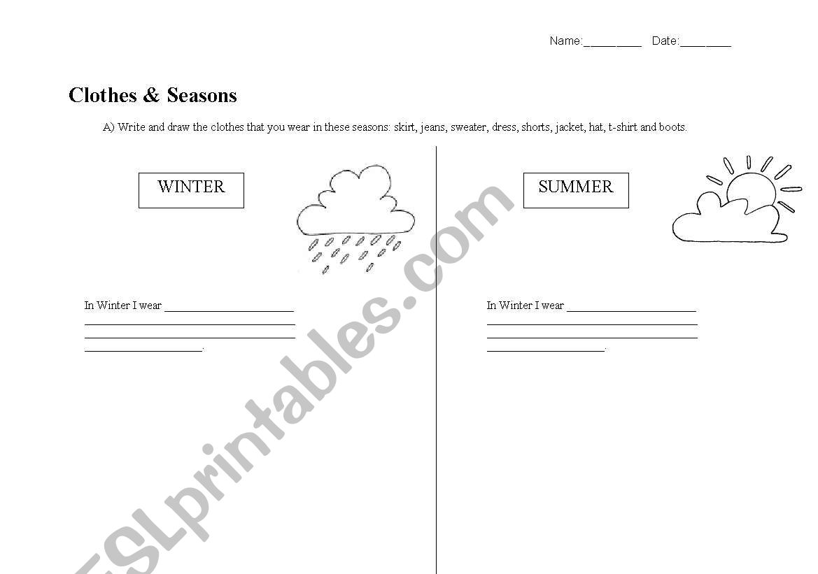 Clothes&Seasons worksheet