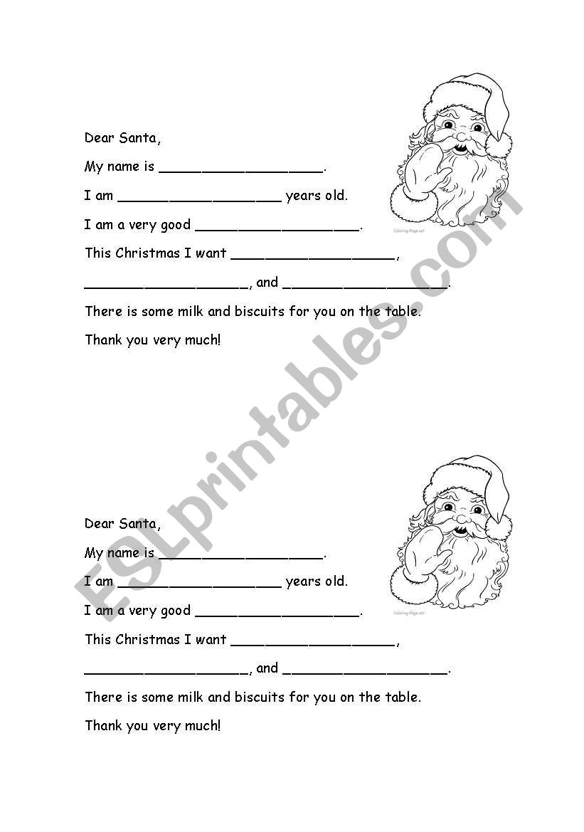 Letter to Santa worksheet