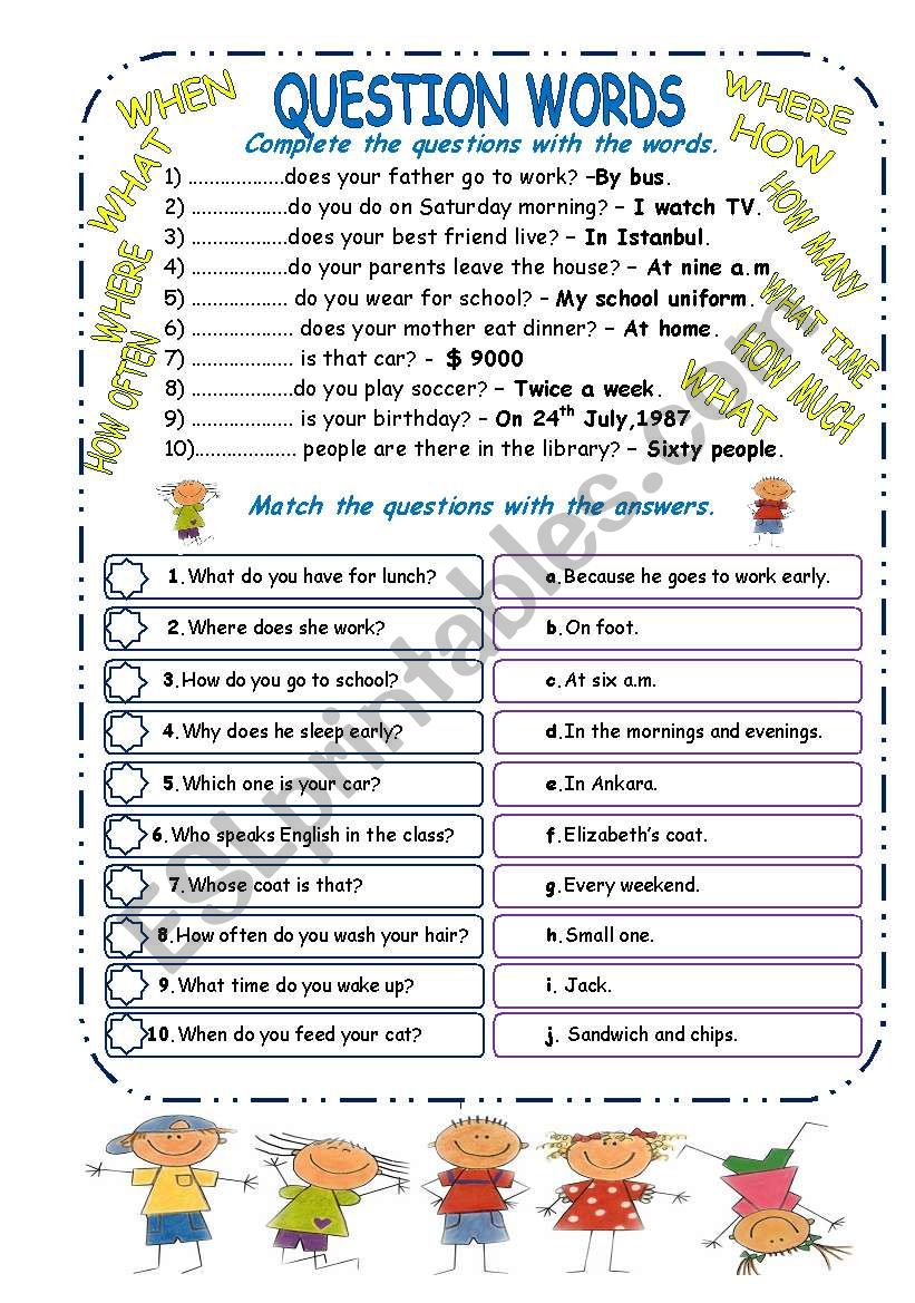 Question Words With Simple Present Tense ESL Worksheet By Remziye