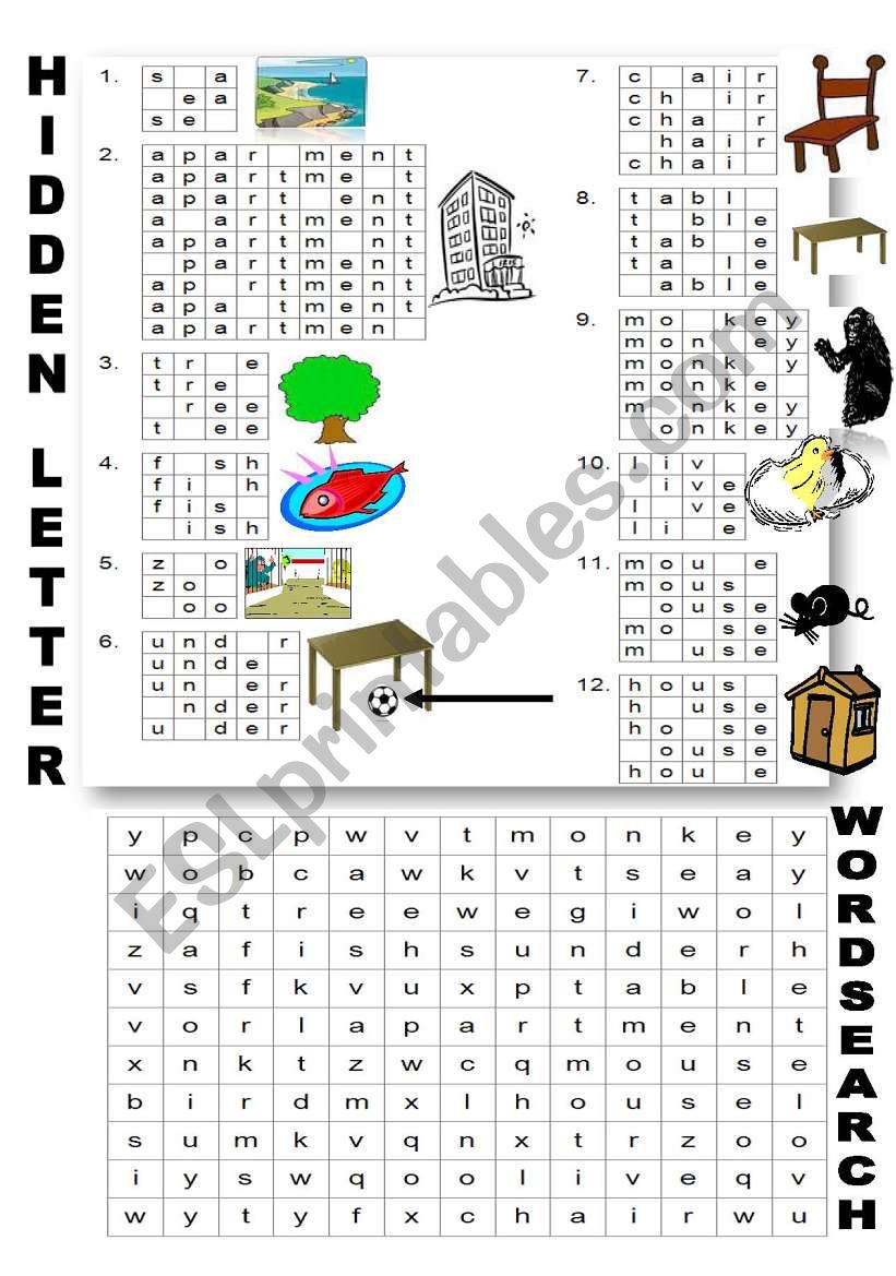 HIDDEN LETTER _ WORDSEARCH worksheet