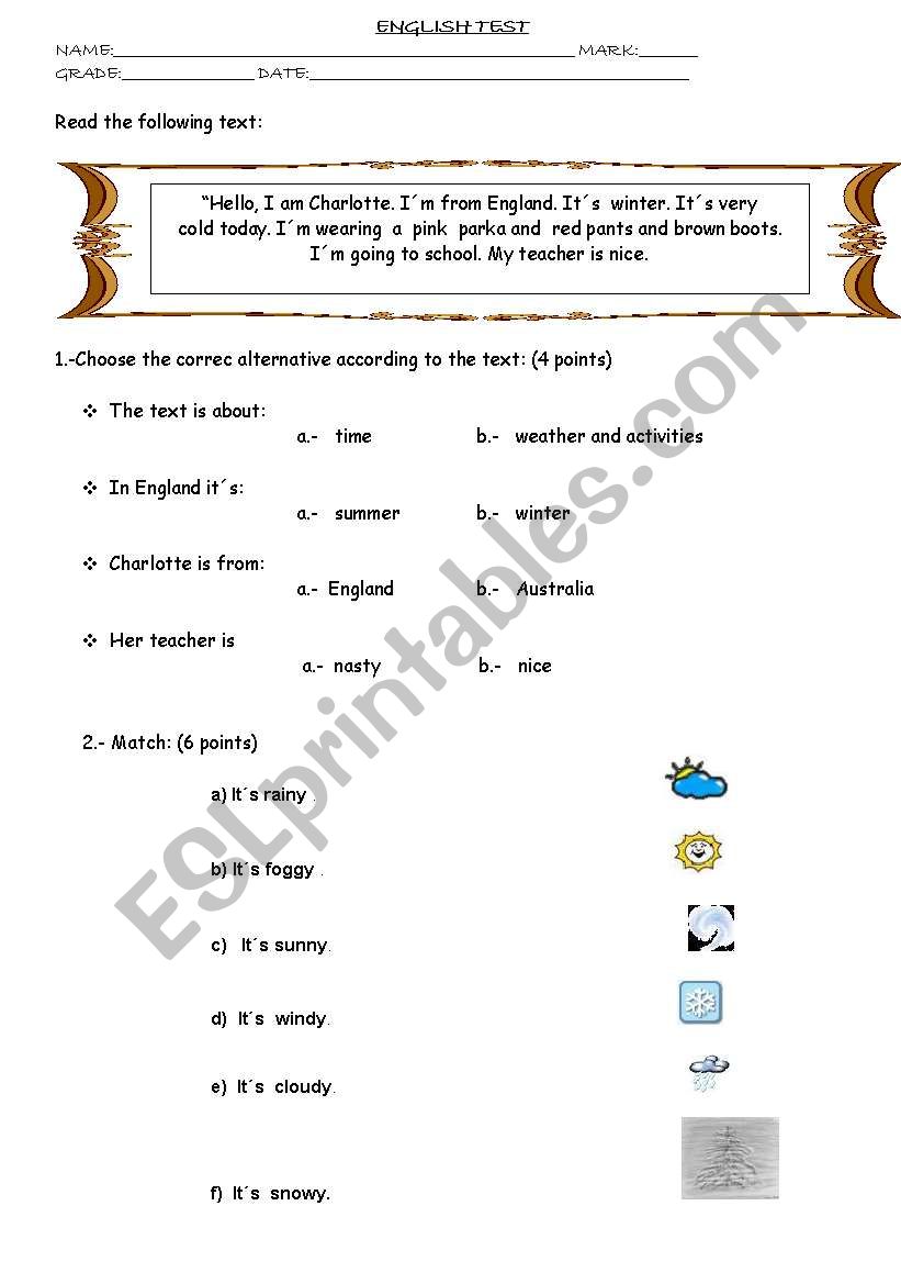 weather and time worksheet