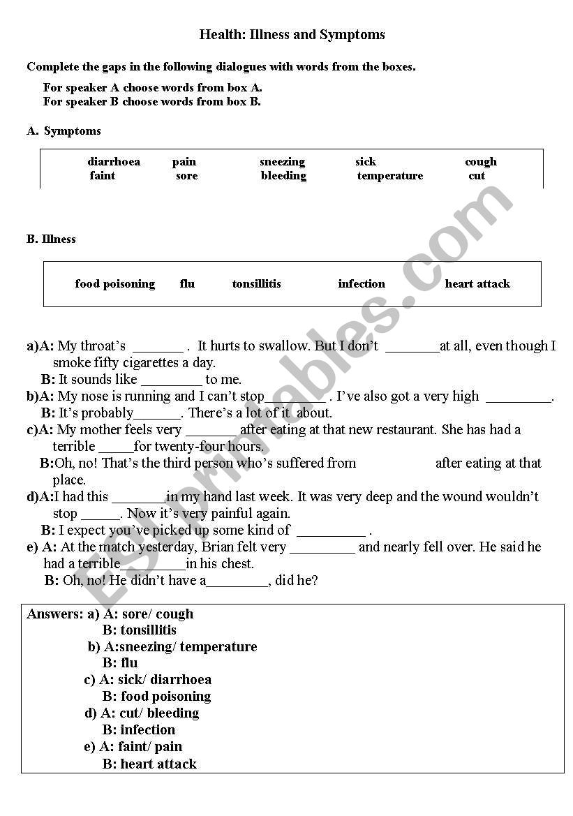 health worksheet