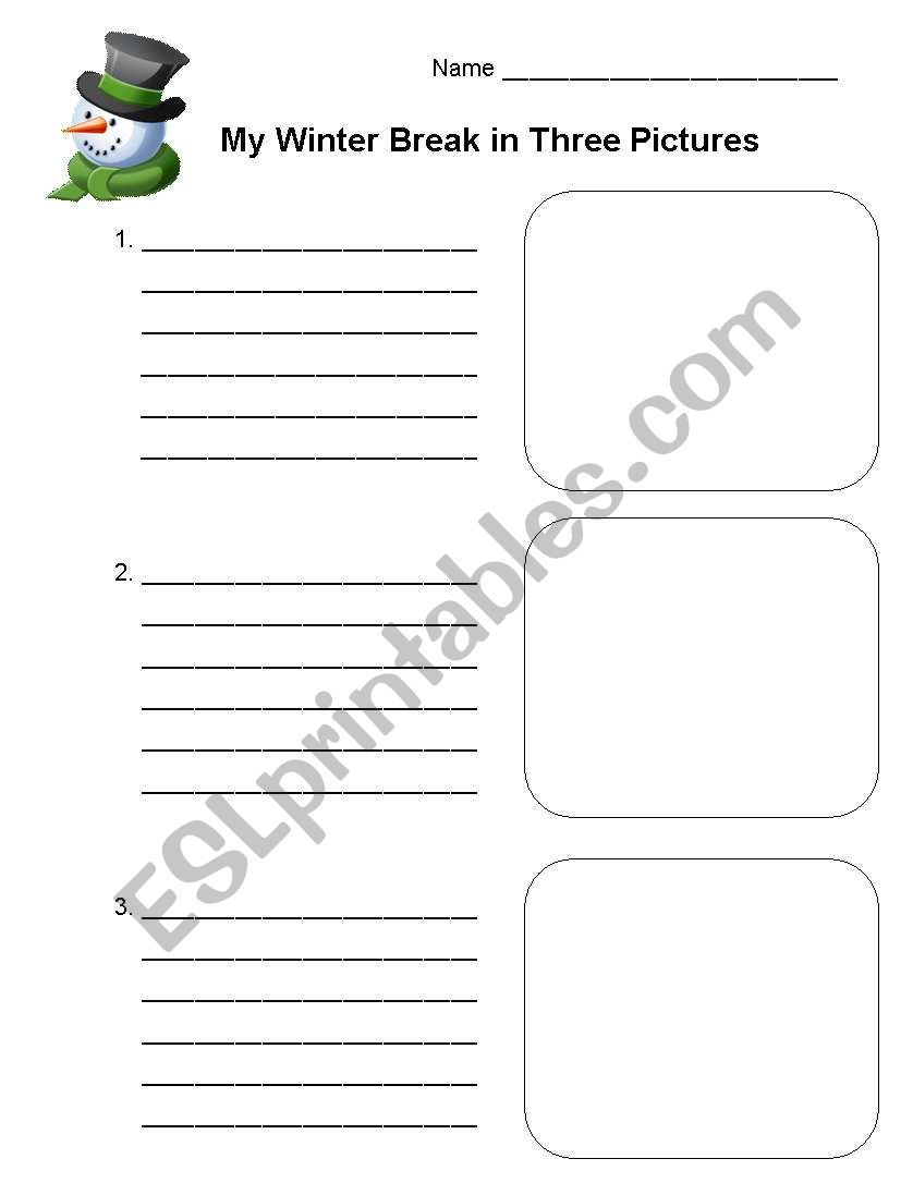 School Break Writing (Winter) worksheet