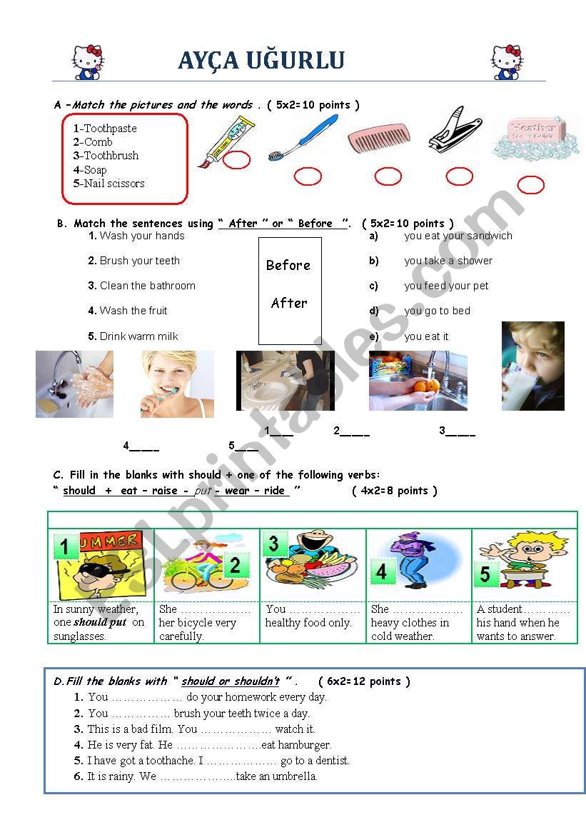 exercise worksheet