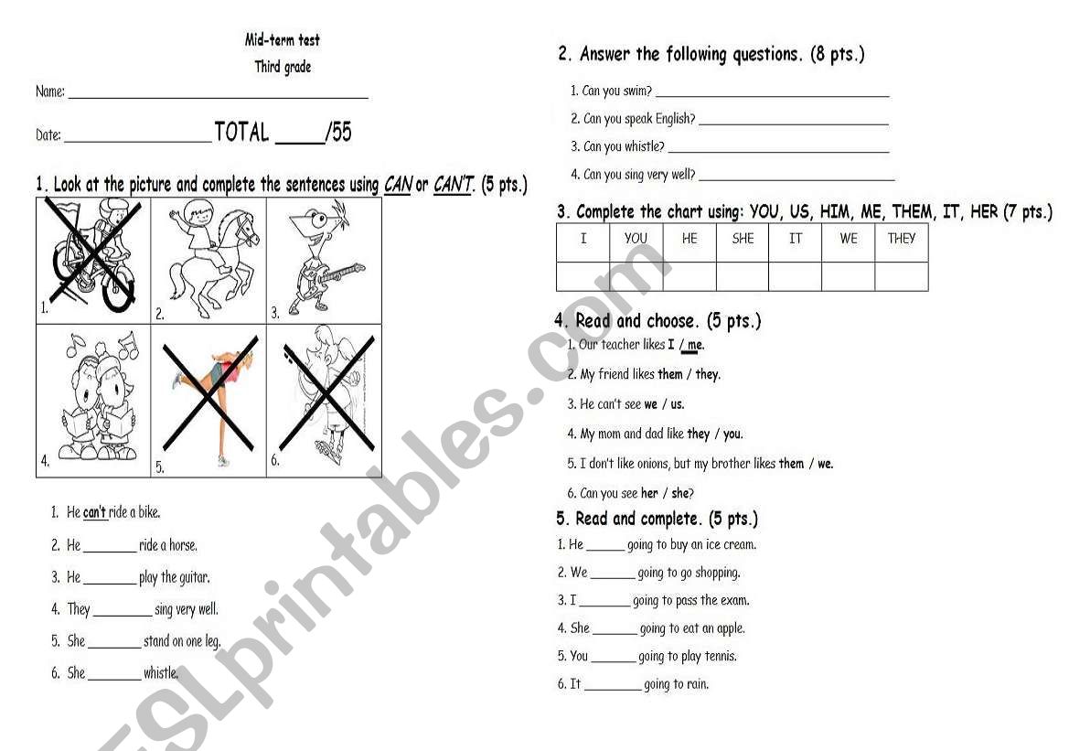 mid term exam worksheet