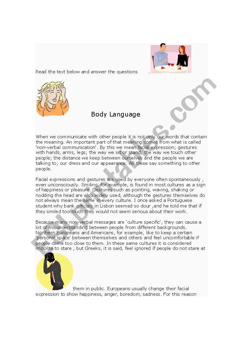 essay questions on body language