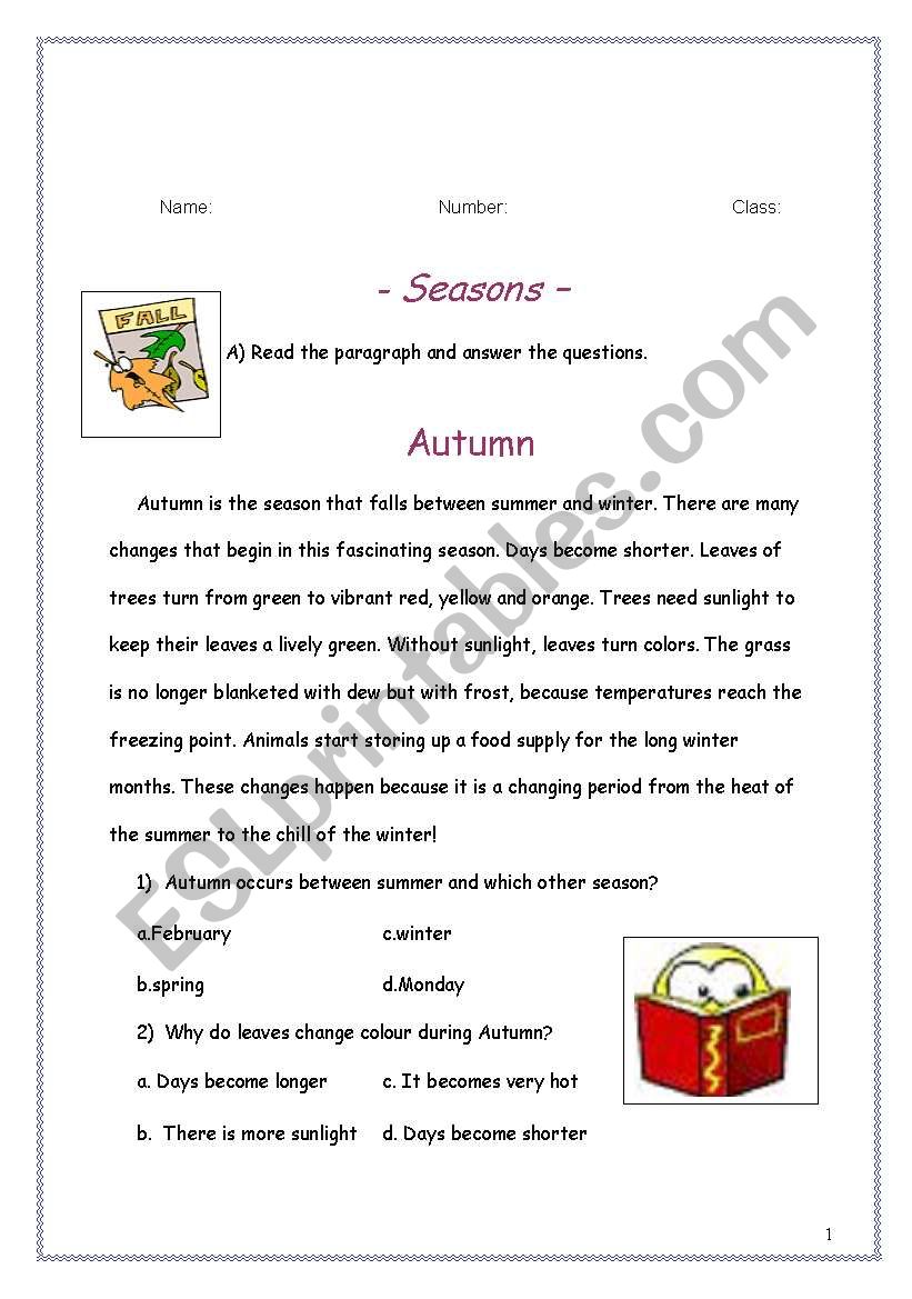 the seasons worksheet