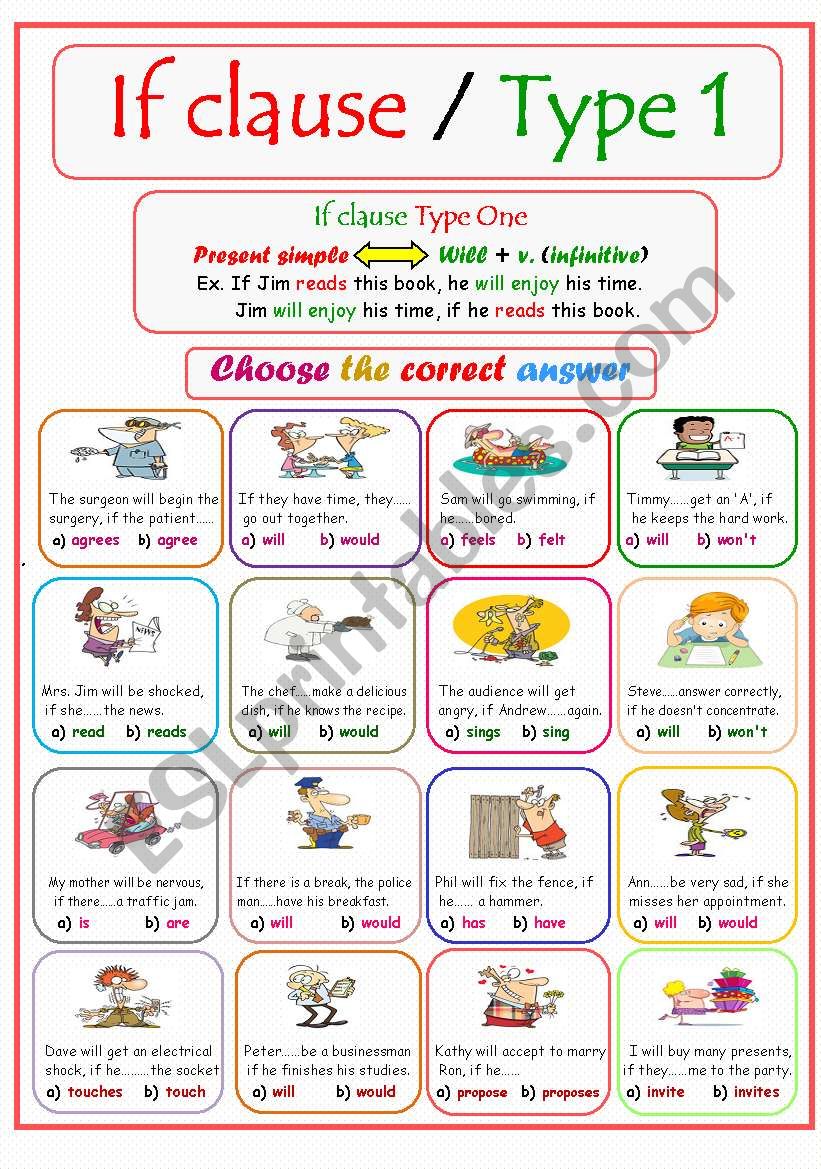 If Clause Type 1 ESL Worksheet By Ms Sara q8