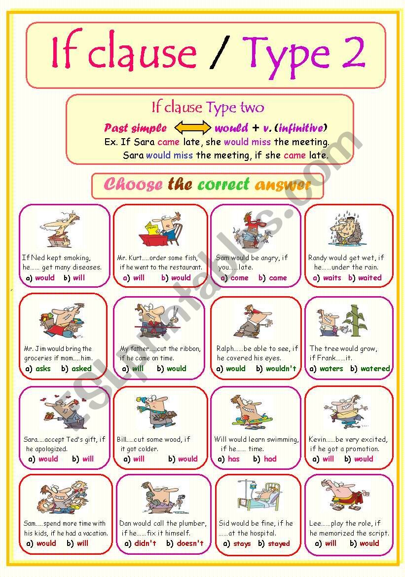 If Clause Type 2 ESL Worksheet By Ms Sara q8