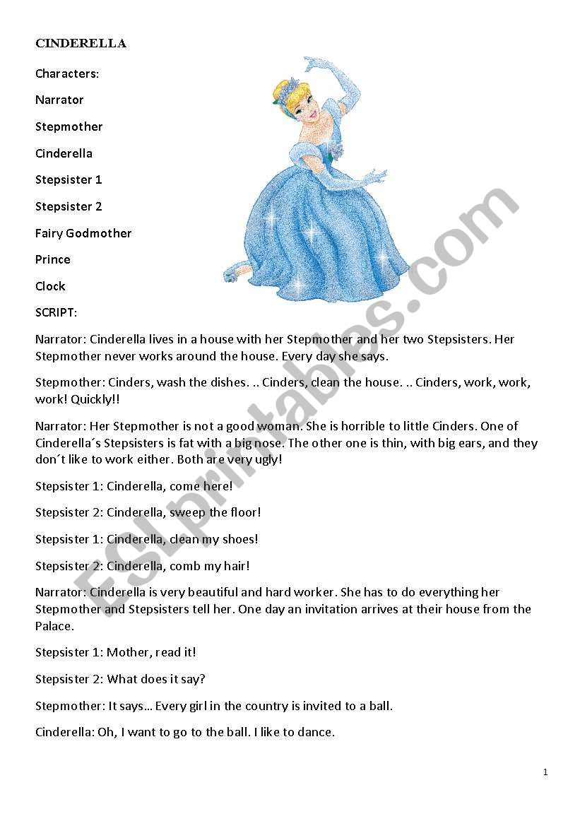 Cinderella Script worksheet