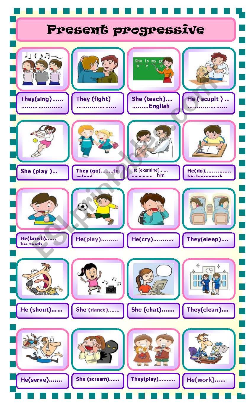 Present Progressive ESL Worksheet By Naoura