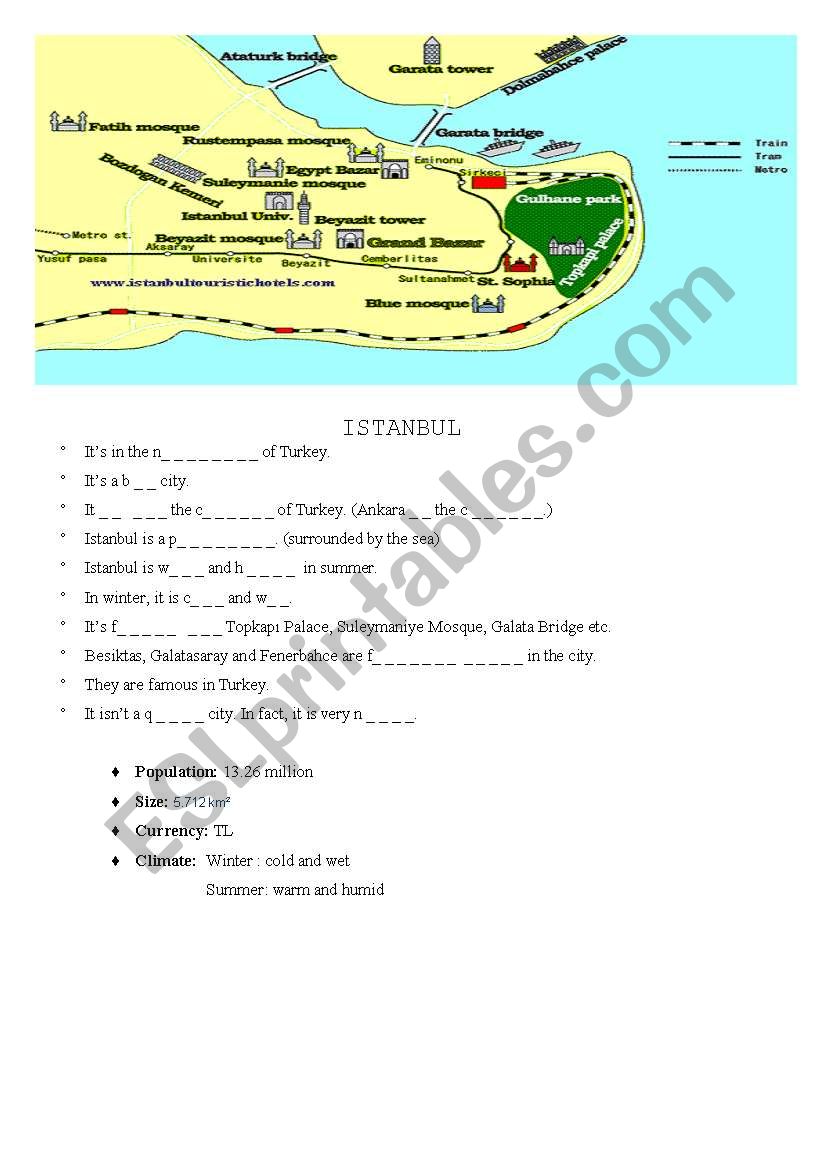 City Facts worksheet