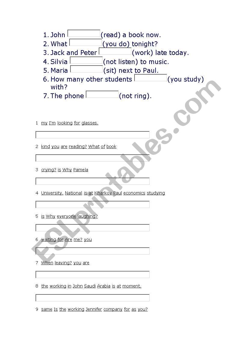 Exercises worksheet