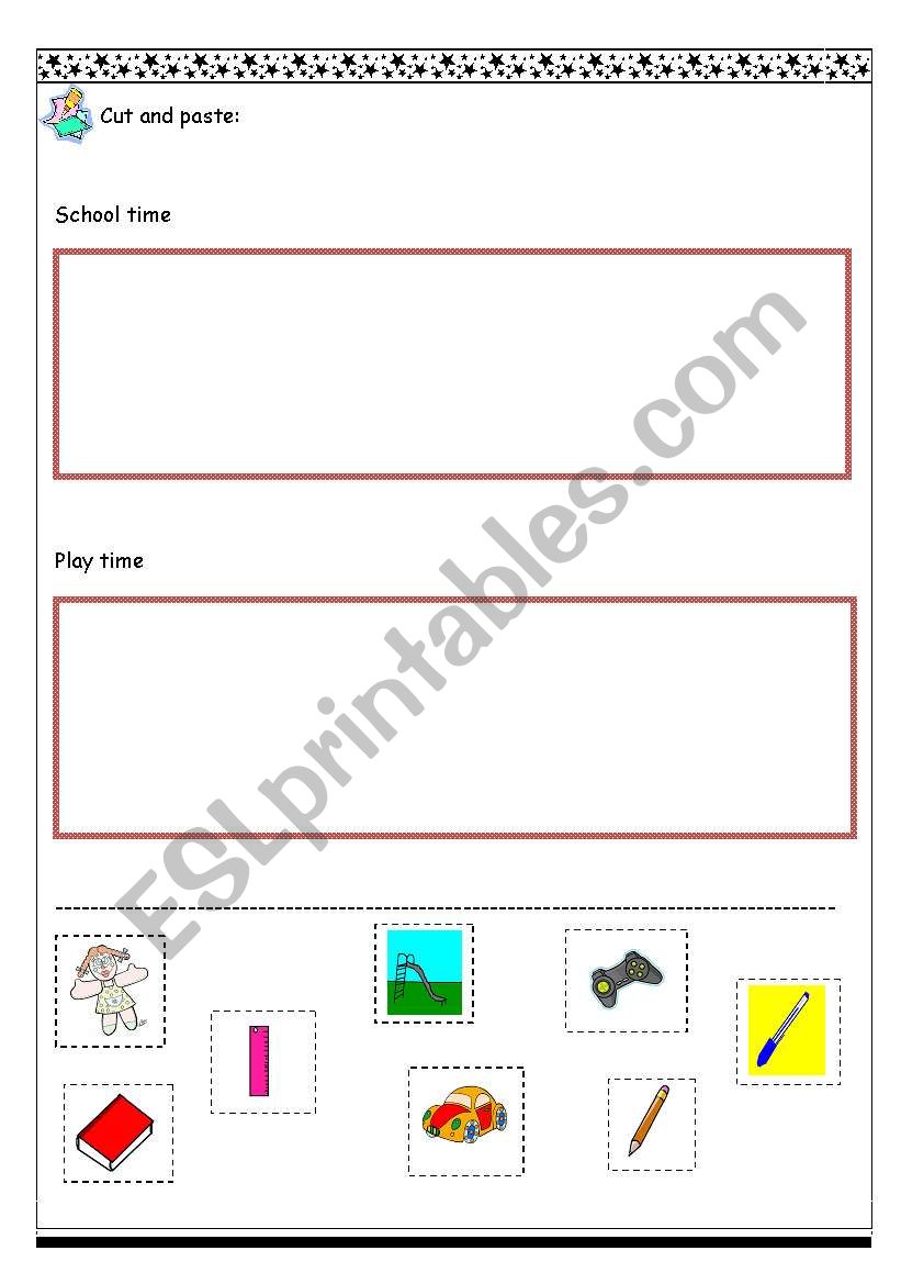 School Time and Play Time worksheet