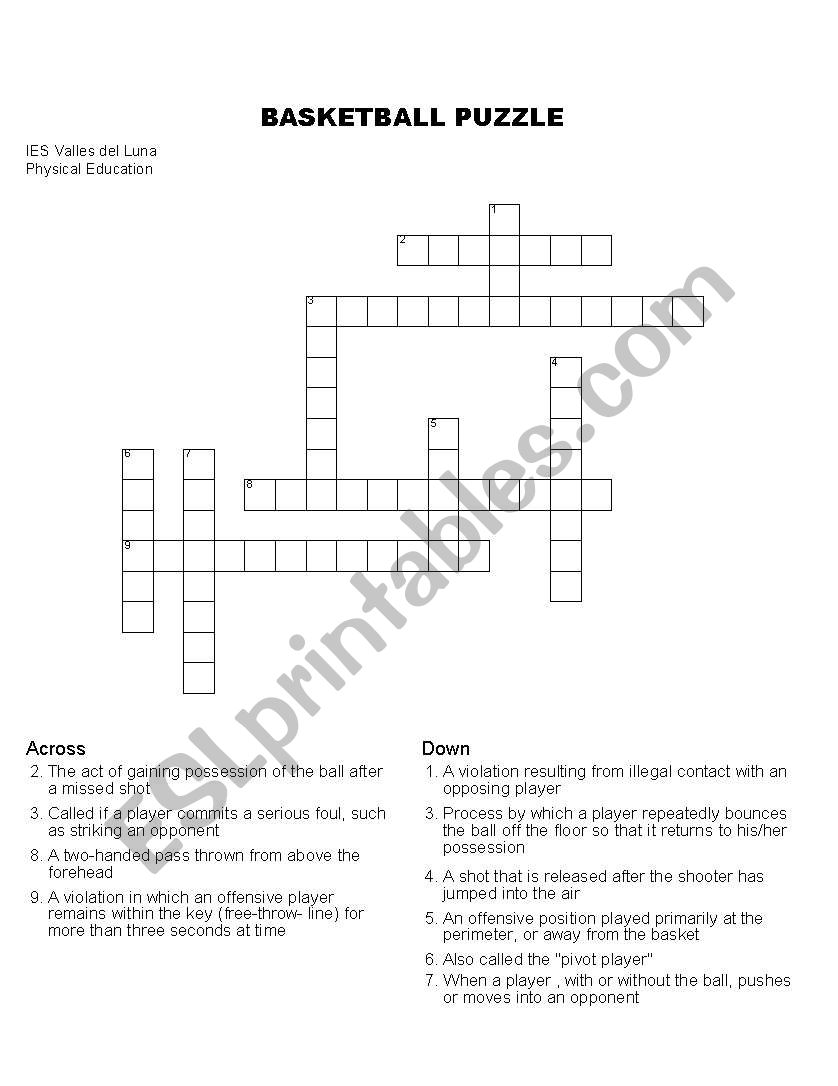 BASKETBALL PUZZLE worksheet