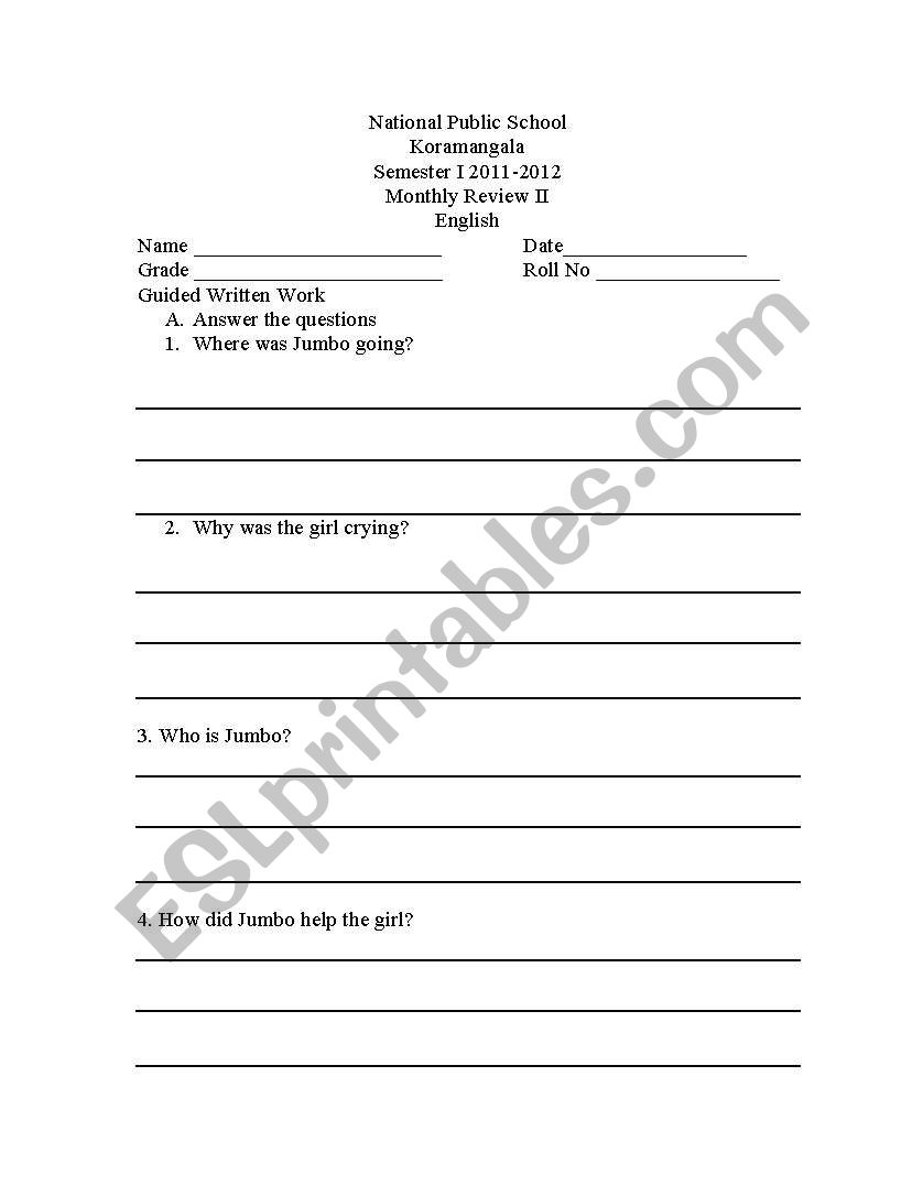 EVS worksheet